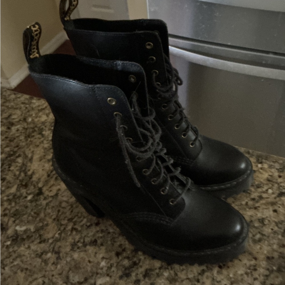 Dr. Martens Women's Black Lace-Up Chunky Heel Boots - Picture 5 of 7